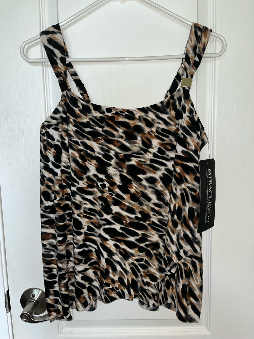 Miraclesuit Dazzle Leopard Tankini Top Womens 8 Underwire Tummy Control Resort - Picture 3 of 10